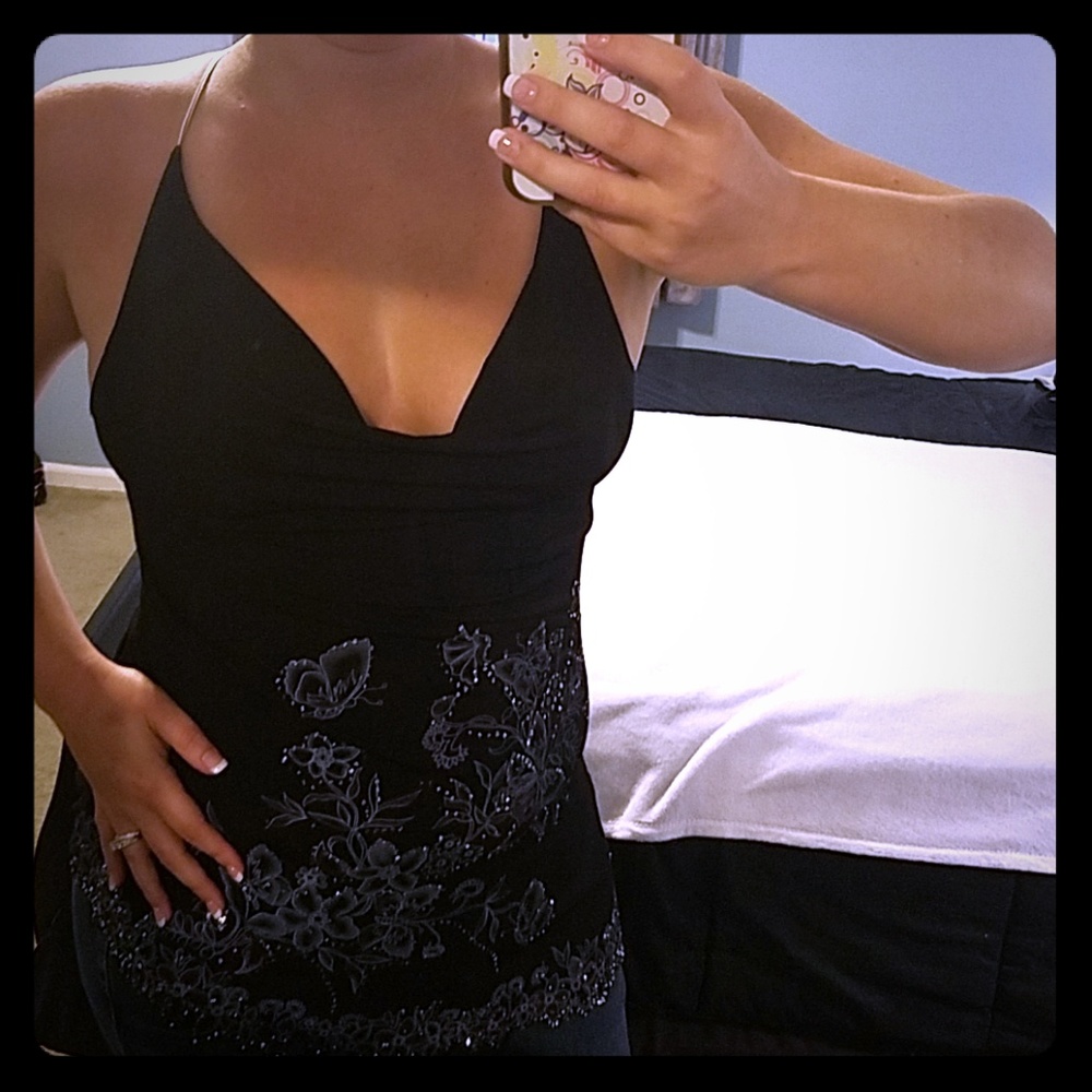 Sexy Cowl Neck Black Halter Top sz M